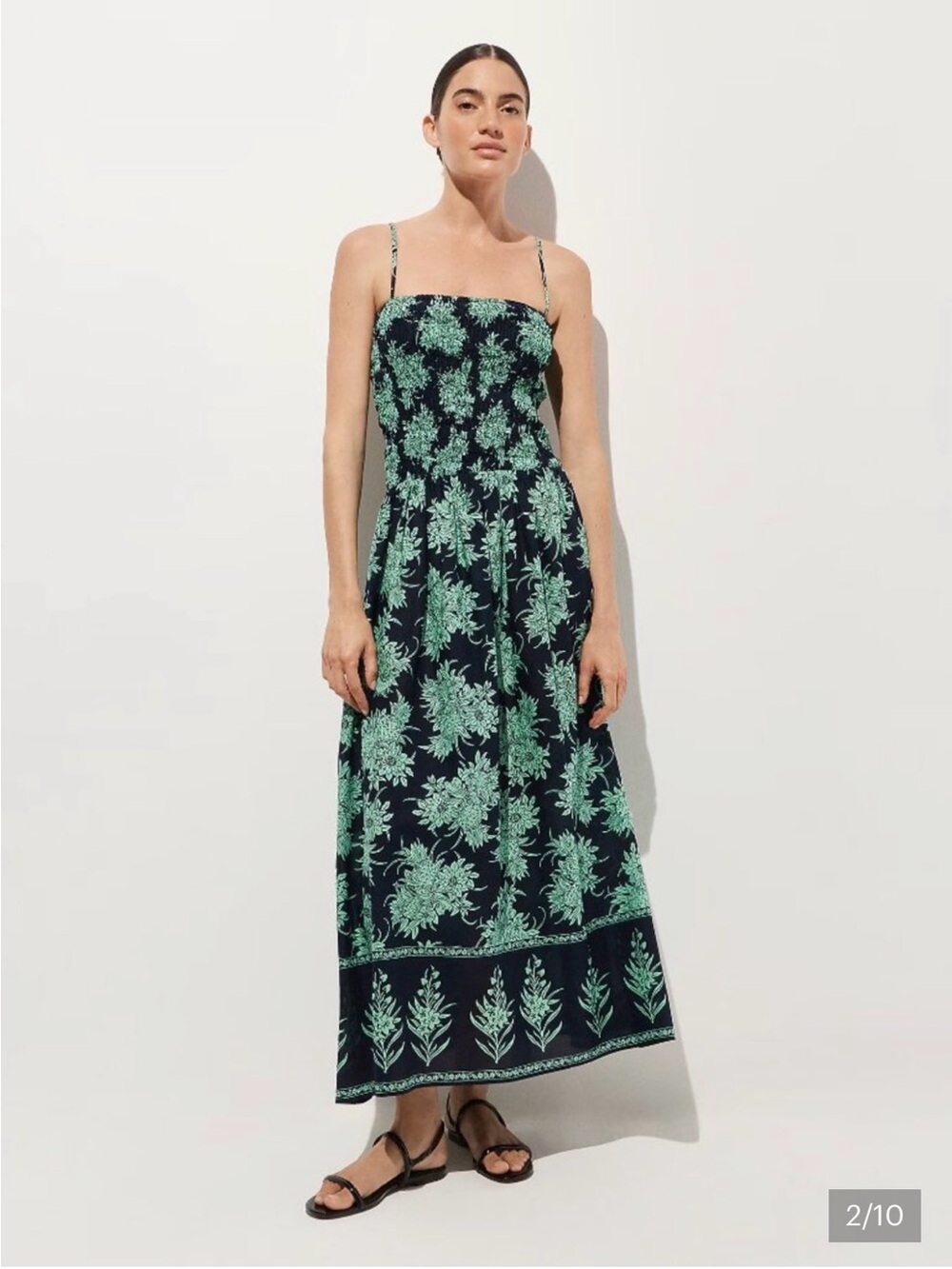 J. Crew Navy Maxi Dress with Mint Floral Print - Picture 4 of 4